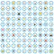 100 hangout firm icons set, flat style