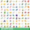 100 happy icons set, isometric 3d style