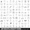 100 health and beauty icons set, outline style