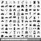 100 horsemanship icons set, simple style