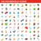 100 household icons set, isometric 3d style