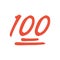 100 hundred emoticon vector icon. 100 emoji score sticker.