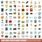 100 idea reclame icons set, flat style