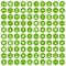 100 initiation icons hexagon green