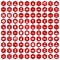 100 initiation icons hexagon red