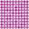 100 kids games icons hexagon violet