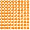 100 kids games icons set orange