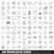100 knowledge icons set, outline style