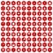100 laboratory icons hexagon red