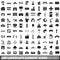 100 landscape element icons set in simple style