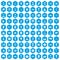 100 leadership icons set blue