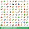 100 leadership icons set, isometric 3d style
