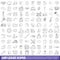 100 lease icons set, outline style