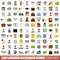 100 lending guidance icons set, flat style