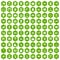 100 lending icons hexagon green