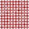100 lending icons hexagon red