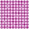 100 light icons hexagon violet