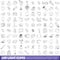 100 light icons set, outline style