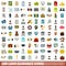 100 loan guidance icons set, flat style