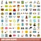 100 loan icons set, flat style