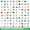 100 logistic delivery icons set, isometric style