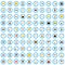 100 lottery company icons set, flat style