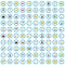 100 lottery icons set, flat style