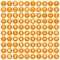 100 lunch icons set orange