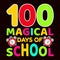 100 Magical Day Of School, typography design for kindergarten pre k preschool