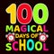 100 Magical Days Of School, typography design for kindergarten pre k preschool