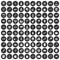 100 magnifier icons set black circle