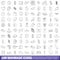 100 manmade icons set, outline style