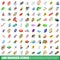 100 marker icons set, isometric 3d style