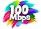 100 Mbps paper word sign with colorful spectrum paint brush strokes over white