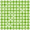 100 medical treatmet icons hexagon green