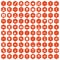 100 medical treatmet icons hexagon orange