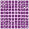 100 medical treatmet icons set grunge purple