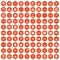 100 microscope icons hexagon orange