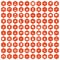 100 military journalist icons hexagon orange
