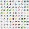 100 municipal icons set, isometric 3d style
