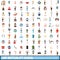 100 mutuality icons set, cartoon style