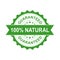 100% natural grunge rubber stamp. Vector illustration on white b