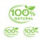 100 natural, organic or hundred percents vegan