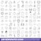 100 newspaper icons set, outline style