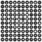 100 oceanology icons set black circle