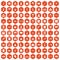 100 offence icons hexagon orange