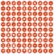 100 officer icons hexagon orange