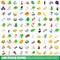 100 peace icons set, isometric 3d style