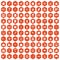100 pensil icons hexagon orange