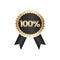 100 % Percent Black Gold Ribbon Badge